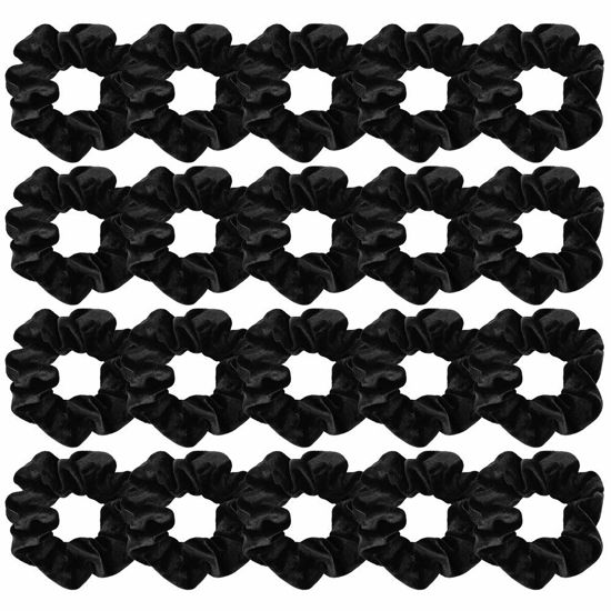 Picture of Didder 20 Pcs Black Velvet Hair Scrunchies, High Elasticity Soft Elastics Scrunchy Hair Ties for Women Girls, Cute Scrunchie Bobbles Ropes Hair Bands, Solid color Hair Accessories