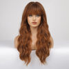 Picture of HAIRCUBE Ombre Auburn Wig with Bangs Long Curly Wig with Bangs orange wig Natural Appearance Heat-Resistant Synthetic Wig Suitable for Fashionable Women