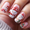 Picture of Christmas Winter Press on Nails Short Square Fake Nails with Cartoon Xmas Tree Snowman Snowflake Design Pink Glossy Acrylic Nails Full Cover False Nails Stick on Nails for Women DIY Manicure 24 Pcs