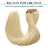 Picture of DOORES Clip in Hair Extensions Bleach Blonde 120g 7pcs 14 Inch Real Human Hair Extensions Clip in Straight Natural Hair Clip in Remy Extensions