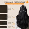 Picture of DOORES Hair Extensions Clip in Human Hair, Dark Brown 9pcs 150g 18 Inch, Clip in Hair Extensions Real Human Hair Remy Straight Real Hair Extensions Natural Thick Natural Hair Extensions