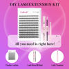 Picture of FADLASH DIY Lash Extension Kit Individual Lashes Cluster D Curl Eyelash Extension Kit with Lash Bond and Seal and Lash Applicator Tool for Self Application at Home (20D-0.07D-8-16MIX KIT)