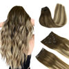 Picture of DOORES Hair Extensions Real Human Hair, Balayage Dark Blonde Highlighted Bleach Blonde 150g 18 Inch 9pcs, Clip in Hair Extensions Human Hair Extensions Human Hair Natural Straight Natural Thick Hair