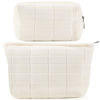 Picture of ZLFSRQ 2Pcs Makeup Bag for Women Trendy Large Capacity Cosmetic Bag Plush White Checkered Makeup Pouch for Purse Coquette Zippered Bag Organizer Y2K Aesthetic Accessories Makeup Brushes Storage Bag