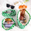 Picture of ZLFSRQ 3Pcs Checkered Makeup Bag for Women Large Cosmetic Bag Set Travel Toiletry Bag Makeup Pouch Bag for Purse Green Zipper Storage Bag Organizer Cute Small Aesthetic Girls Car Essentials Bag