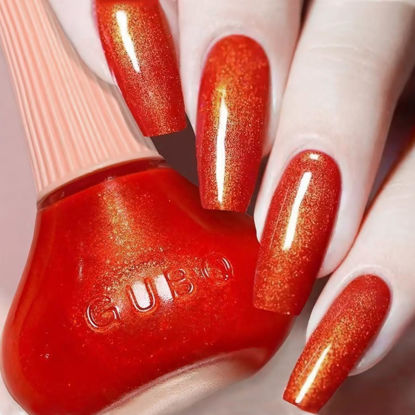 Picture of Major Dijit Quick Dry Nail Polish Gold Red Summer Nail Lacquer for Nail Art Regular Nail Polish 0.41 fl oz.