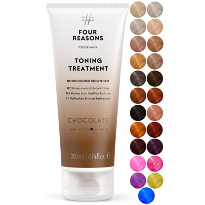 Picture of Four Reasons Color Mask - Chocolate - (27 Colors) Toning Treatment, Color Depositing Conditioner, Tone & Enhance Color-Treated Hair - Semi Permanent Hair Dye, Vegan and Cruelty-Free, 6.76 fl oz