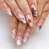 Picture of Halloween Press on Nails Almond Medium Fake Nails Pumpkin Moon Ghost Designs False Nails Glossy Full Cover Acrylic Nails for Women 24 Pcs