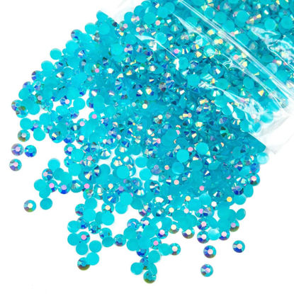Picture of qiipii 4700PCS 3mm Teal Blue AB Resin Rhinestones Bulk Turquoise Blue Flatback Jelly Resin Stones SS10 Non-Hotfix Diamonds Gems Charms Supplies for Nails Face Eyes Makeup Mugs Tumblers DIY Crafts