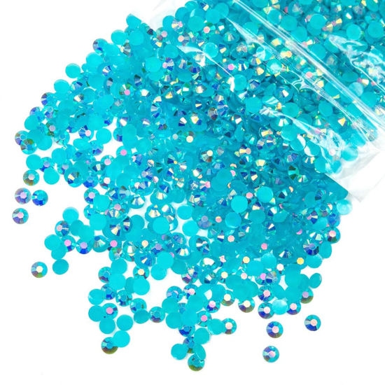 Picture of qiipii 4700PCS 3mm Teal Blue AB Resin Rhinestones Bulk Turquoise Blue Flatback Jelly Resin Stones SS10 Non-Hotfix Diamonds Gems Charms Supplies for Nails Face Eyes Makeup Mugs Tumblers DIY Crafts