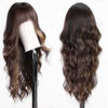 Picture of HAIRCUBE Brown Wig with Bangs for Women Brown and Blonde Long Wavy Hair Wig Wig Curly Wavy Synthetic Wigs for Girls Daily Party Use