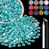 Picture of 1200PCS 6mm Resin Rhinestones in Bulk (Lake Blue/Aquamarine), Bedazzling Flatback Crystals for Crafts DIY Nail Decoration, Gems Charms for Tumbler Shoes Clothing Fabric with Pickup Pen and Tweezers