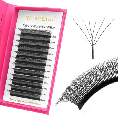 Picture of XIUSUZAKI W Lash Extensions Supplies 6D Eyelash Extensions W Shape 0.07mm Thickness D Curl 13mm Premade Fans Easy Fan Lashes Volume Matte Black 12 Rows Crisscross Eye Lashes(W-6D-0.07-D,13mm)