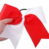 Picture of Hipcheer 20pcs 8" Large Red and White Cheer Bows for Girls, Hand-made Grosgrain Ribbon Hair Accessories for Teen Girls Softball Cheerleader Sports (Red/White (Pack of 20))