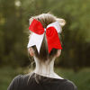 Picture of Hipcheer 20pcs 8" Large Red and White Cheer Bows for Girls, Hand-made Grosgrain Ribbon Hair Accessories for Teen Girls Softball Cheerleader Sports (Red/White (Pack of 20))