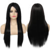 Picture of Baruisi Long Straight Black Wig Synthetic Silky Heat Resistant Side Bangs Halloween Cosplay Hair Wigs for Women
