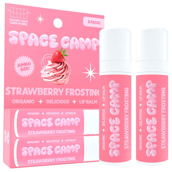 Picture of Space Camp Wellness Jumbo Lip Balm - Strawberry Frosting Organic Flavored Balm (2 Pack)