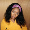 Picture of Headband Wig Human Hair Deep Wave 14 inch Glueless None Lace Front Human Hair Machine Made Half Wigs for Black Women Human Hair Headband Wig Deep Wave 150% Density Natural Color