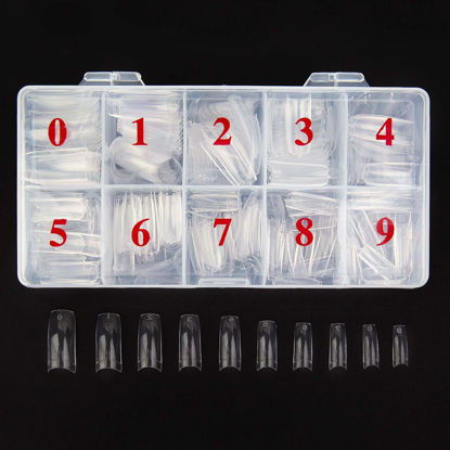 Picture of Beuniar Acrylic Nail Tips Clear 500Pcs French Artificial False Tip for Manicure Nails Art Salons & Home DIY