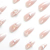 Picture of Gradient White French Tip Press on Nails Almond Medium Fake Nails with 3D Heart and Bow Designs Cute Acrylic False Nails Kit Valentine’s Day Stick on Nails Glue on Nails for Women DIY Manicure 24Pcs