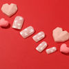 Picture of Heart Press on Nails Valentines Fake Nails Glossy Finish White Hearts Glue on Nails Short Square Valentine’s Day Artificial Nails Full Cover False Nails Cute Stick on Nails for Women Manicure 24Pcs