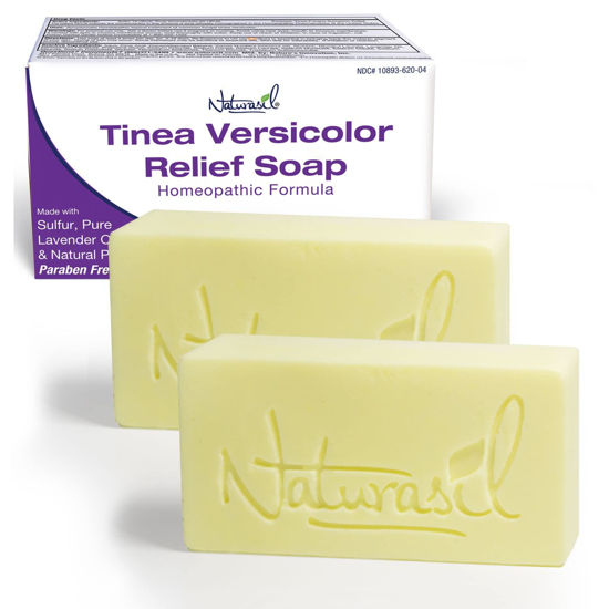 Picture of Naturasil Tinea Versicolor Treatment +2 Bars | Max-Strength 10x Soap | Antifungal Micronized Sulfur | Stops Pityriasis, Candida, Ringworm & Irritation | Fast Acting Adult & Kid Safe | 4 oz (2 Pack)