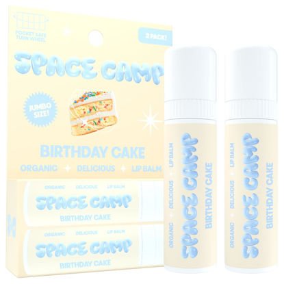 Picture of Space Camp Wellness Jumbo Lip Balm - Birthday Cake Organic Flavored Balm (2 Pack)