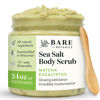 Picture of Bare Botanics Matcha Eucalyptus Body Scrub 24oz | Made in Madison, WI | All Natural Body Scrub w/Skin Loving Moisturizers | Vegan & Cruelty Free Sea Salt Exfoliator w/a Cute Wooden Spoon