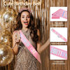 Picture of Birthday Sash Birthday Crown for Women, Birthday Girl Sash, Birthday Girl Crown, Glitter Pink Birthday Sash and Crown Rhinestone Headband Set, Happy Birthday Girl Princess Tiara Sash Accessories