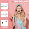 Picture of Birthday Sash Birthday Crown for Women, Birthday Girl Sash, Birthday Girl Crown, Glitter Light Blue Birthday Sash and Crown Rhinestone Headband Set, Happy Birthday Girl Princess Tiara Sash Accessories