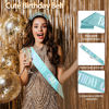 Picture of Birthday Sash Birthday Crown for Women, Birthday Girl Sash, Birthday Girl Crown, Glitter Light Blue Birthday Sash and Crown Rhinestone Headband Set, Happy Birthday Girl Princess Tiara Sash Accessories