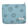 Picture of GUTGNK Makeup bag for Women, Corduroy Cosmetic Bag Aesthetic Design Ladies Tote Bag,Cute Smiley Face Makeup Organizer with Zipper - Blue