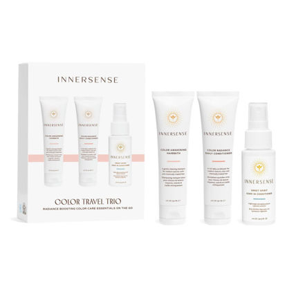 Picture of INNERSENSE Organic Beauty - Color Travel Hair Trio | Non-Toxic, Cruelty-Free, Clean Haircare (Awakening Hairbath, Radiance Conditioner, Sweet Spirit Leave-In Conditioner) PACKAGING MAY VARY