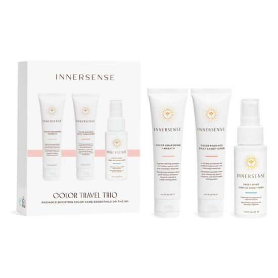 Picture of INNERSENSE Organic Beauty - Color Travel Hair Trio | Non-Toxic, Cruelty-Free, Clean Haircare (Awakening Hairbath, Radiance Conditioner, Sweet Spirit Leave-In Conditioner) PACKAGING MAY VARY