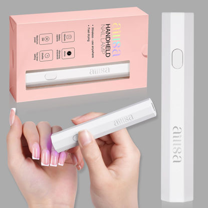 Picture of AILLSA Mini UV Light for Nails, Fast Drying Handheld LED Nail Lamp Small UV Gel Light Cordless Flash Cure Lamp Portable Single Finger Nail Lamp for Gel Nails (White)