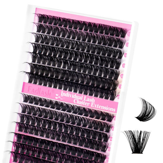 Picture of FADLASH Cluster Lashes D Curl Wispy Individual Lashes DIY Eyelash Extension Natural Look Reusable Fluffy Cluster Eyelash Extensions Self Application At Home (80D+100D-0.07D-12-18MIX)