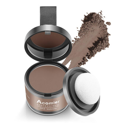Picture of Acomler Instantly Root Touch Up Hairline Shadow Powder,Root Cover Up Hair Powder,Dark Brown for Thinning Hair, Grey Hair Coverage Hair Powder for Women Men with Eyebrows,Beard Line,Bald Spots (Brown)