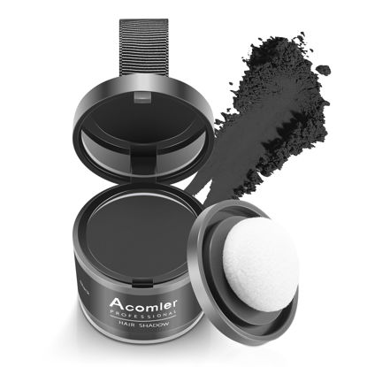 Picture of Acomler Instantly Root Cover Up Powder for Thinning, Grey Hair - Hairline Shadow, Touch Up for Women/Men with Eyebrows, Beard, Bald Spots (Black)