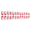 Picture of SINSEN Red Valentine's Day Press on Nails Medium Almond Fake Nails, French Tip Full Cover Glue on Nails with Red Lips Hearts Design, Cute Artificial Stick on Nails for Women and Girls Manicure, 24Pcs