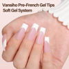 Picture of Vansiho French Tip Press on Nails, 150Pcs Long Square Pink Gel Nail Tips, French Square 3 in 1 Pre-French Gel Tips, Fake Nails for Nail Art DIY 15 Sizes