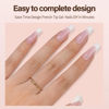 Picture of Vansiho French Tip Press on Nails, 150Pcs Long Square Pink Gel Nail Tips, French Square 3 in 1 Pre-French Gel Tips, Fake Nails for Nail Art DIY 15 Sizes
