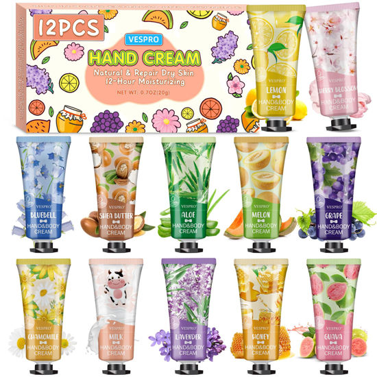 Picture of VESPRO 12 Pack Valentines Day Gifts Hand Cream Set For Women, Mothers Day Gifts, Bulk Hand Lotion Travel Size for Dry Cracked Hands, Mini Hand Lotion for Teacher Appreciation Gifts and Nurse Gifts