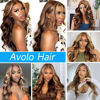 Picture of Avolo Highlight Ombre Lace Front Wig Human Hair Pre Plucked Honey Blonde 4/27 Colored Wig Transparent HD 13x4 Body Wave Frontal Wigs With Baby Hair 22 Inch