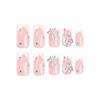 Picture of SINSEN Square Press on Nails Medium - White French Tip Press on Nails, 3D Butterfly Fake Nails with Rhinestones, Reusable Stick on Nails in 12 Sizes, 24Pcs Medium Square French Nails with Glue Tabs