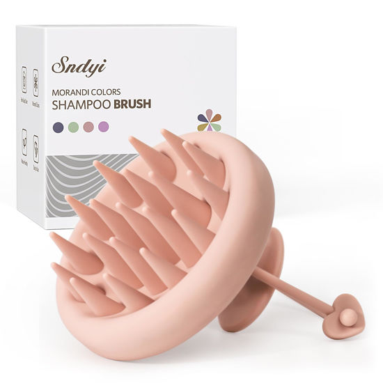 Picture of Sndyi Silicone Scalp Massager Shampoo Brush, Hair Scrubber with Soft Silicone Bristles, Scalp Scrubber/Exfoliator for Dandruff Removal, Wet Dry Scalp Brush for Hair Growth & Scalp Care, Pink