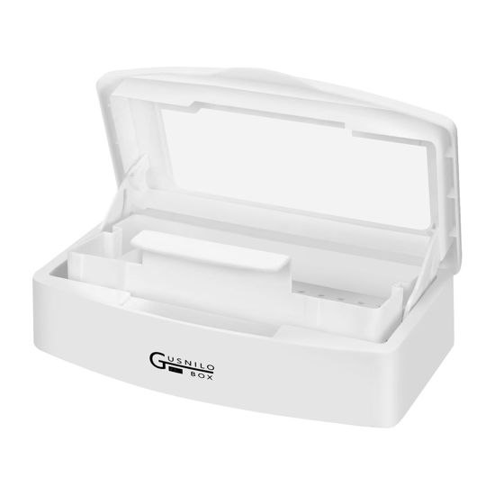 Picture of Gusnilo Nail Art Tools, Plastic Storage Box for Nail Tools,Manicure Tool, Tweezers, Hair Salon, Spa and Trimmer Manicure Equipment (1 piece, White)