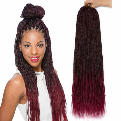 Picture of NAYOO Senegalese Twist Crochet Hair - 8 Packs 22 Inch Crochet Hair For Black Women, 35 Strands/Pack Small Twist Crochet Braids Hair Hot Water Setting, Braid Hair Extensions Crochet(22 Inch, 1B/BUG)