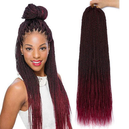 Picture of NAYOO Senegalese Twist Crochet Hair - 8 Packs 22 Inch Crochet Hair For Black Women, 35 Strands/Pack Small Twist Crochet Braids Hair Hot Water Setting, Braid Hair Extensions Crochet(22 Inch, 1B/BUG)
