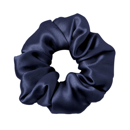 Picture of LILYSILK Silk Hair Scrunchies for Frizz & Breakage Prevention 100% Mulberry Silk Hair Ties No Damage Elastic Silk Ponytail Holders, 1Pc, Navy Blue