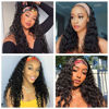 Picture of XSY Headband Wig Human Hair Deep Wave Human Hair Wigs for Black Women Curly Half Wig None Lace Front Wigs 150% Density 26 Inch Brazilian Virgin Hair Natural Color